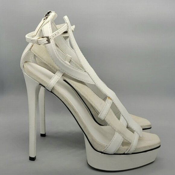 Gucci Daryl Calfskin Suede  Cage Platform Sandals - Picture 1 of 17